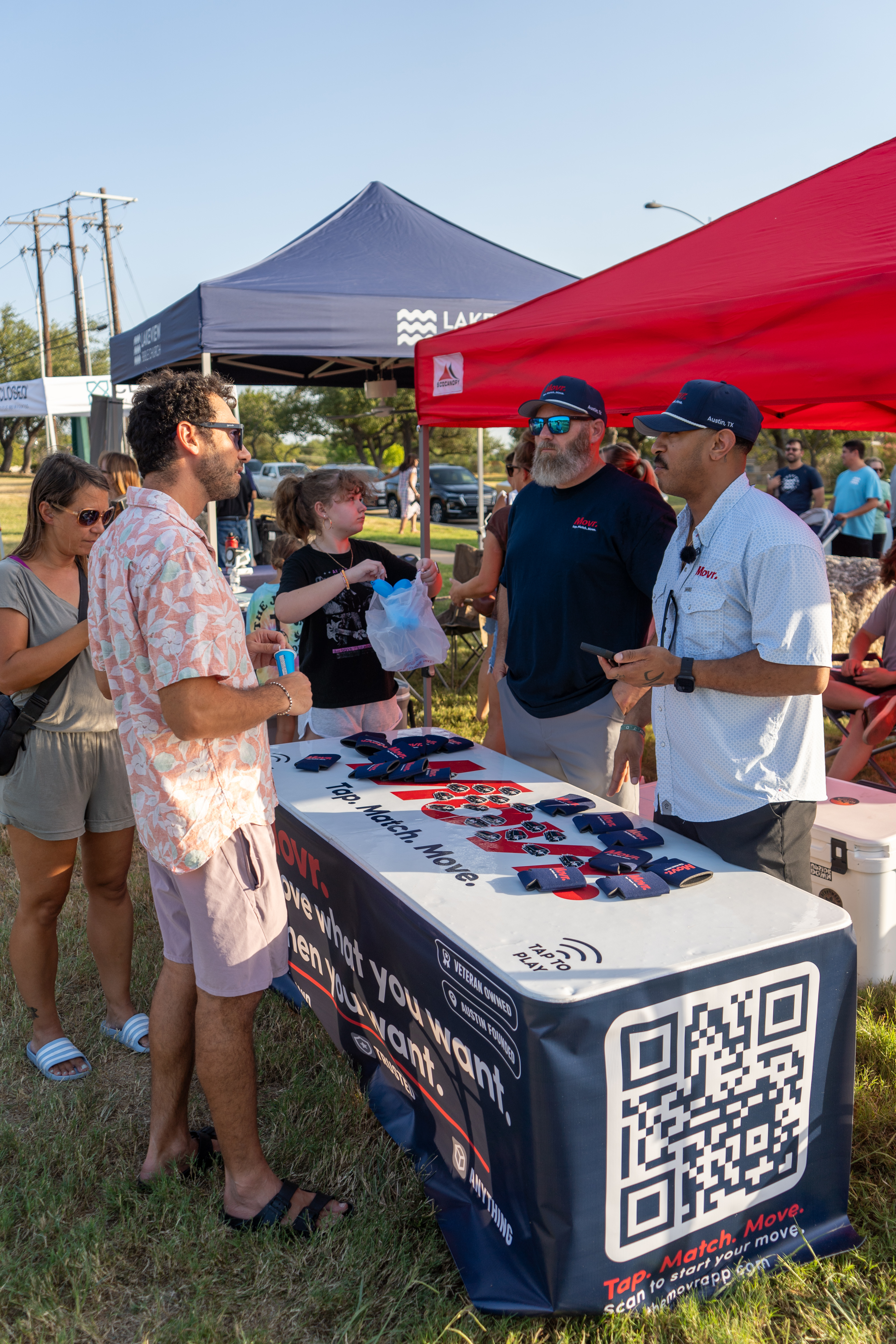 Movr event tent and branded QR code table