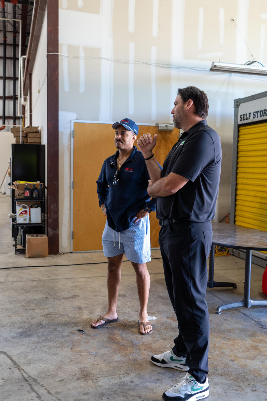 Movr team conversation at the warehouse